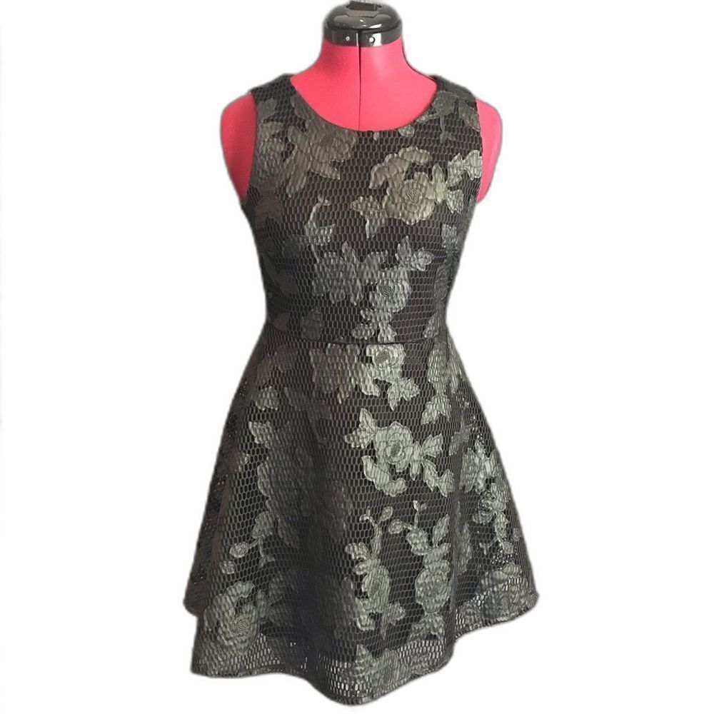 Romeo & Juliet Couture Dress Women’s Size XS Black Floral Netting Overlay